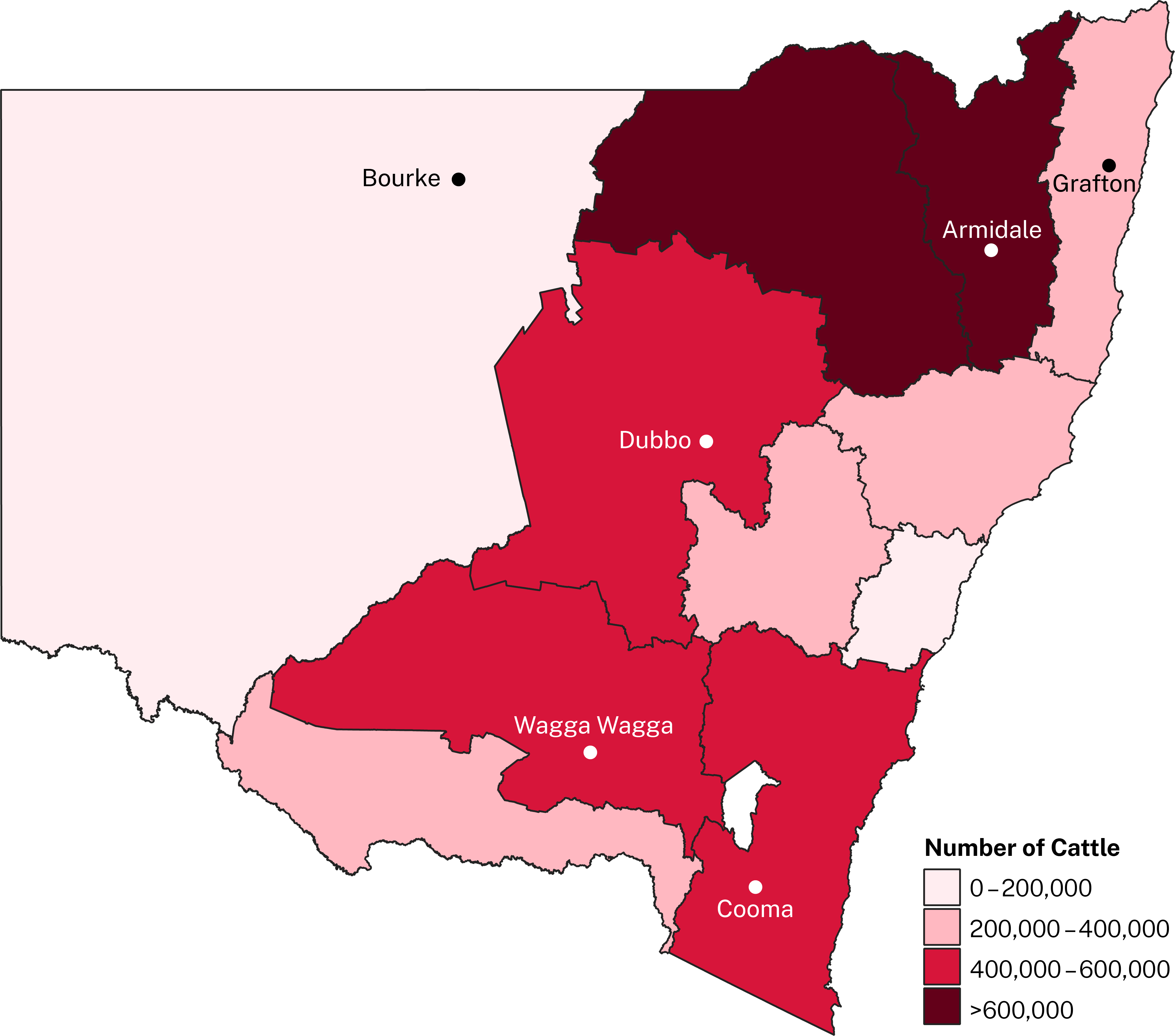 Cattle production is widespread in NSW.