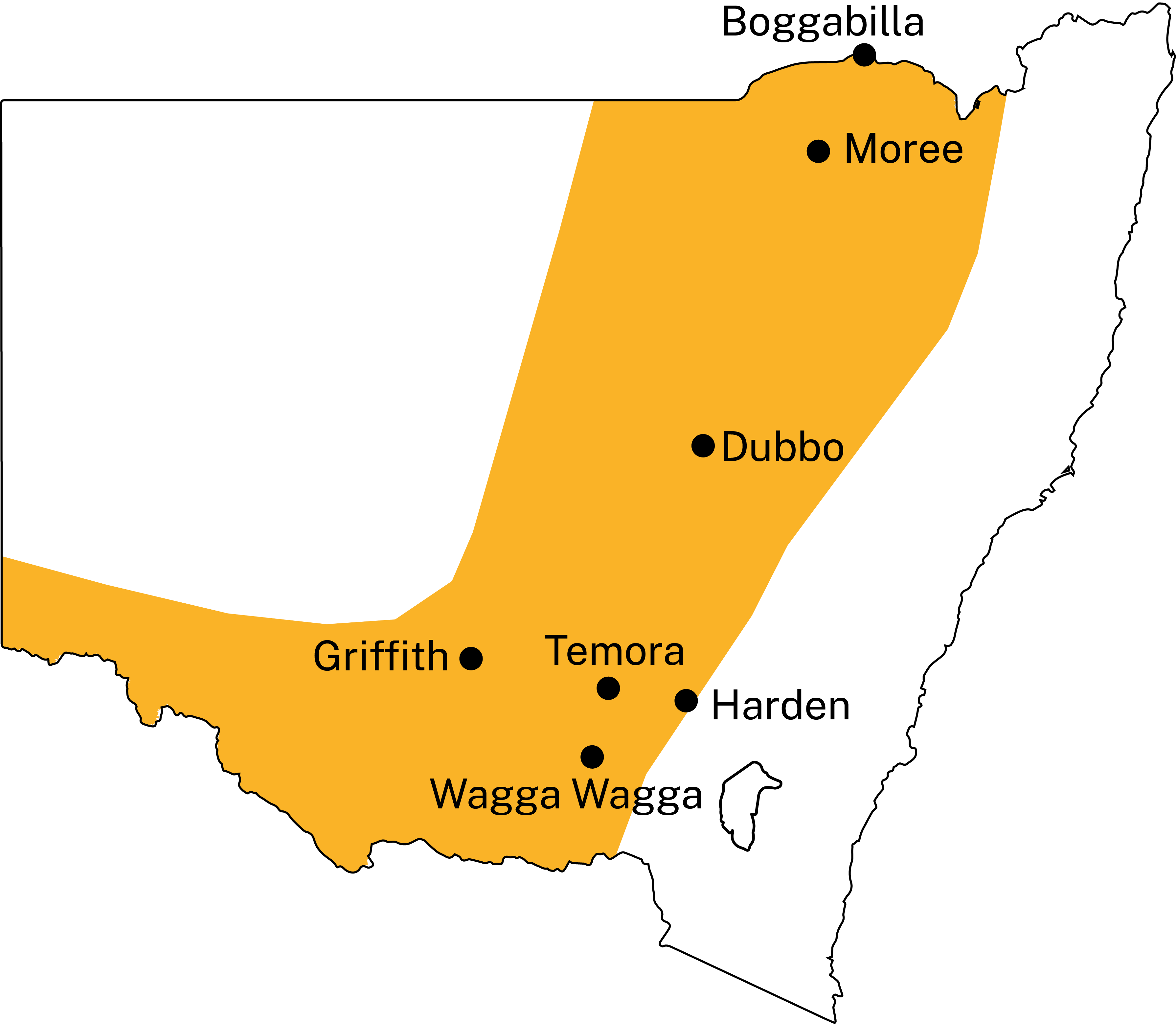 Stem rust threatens the NSW wheat belt, which runs along the southern border and north to Queensland, west of the Great Dividing Range.