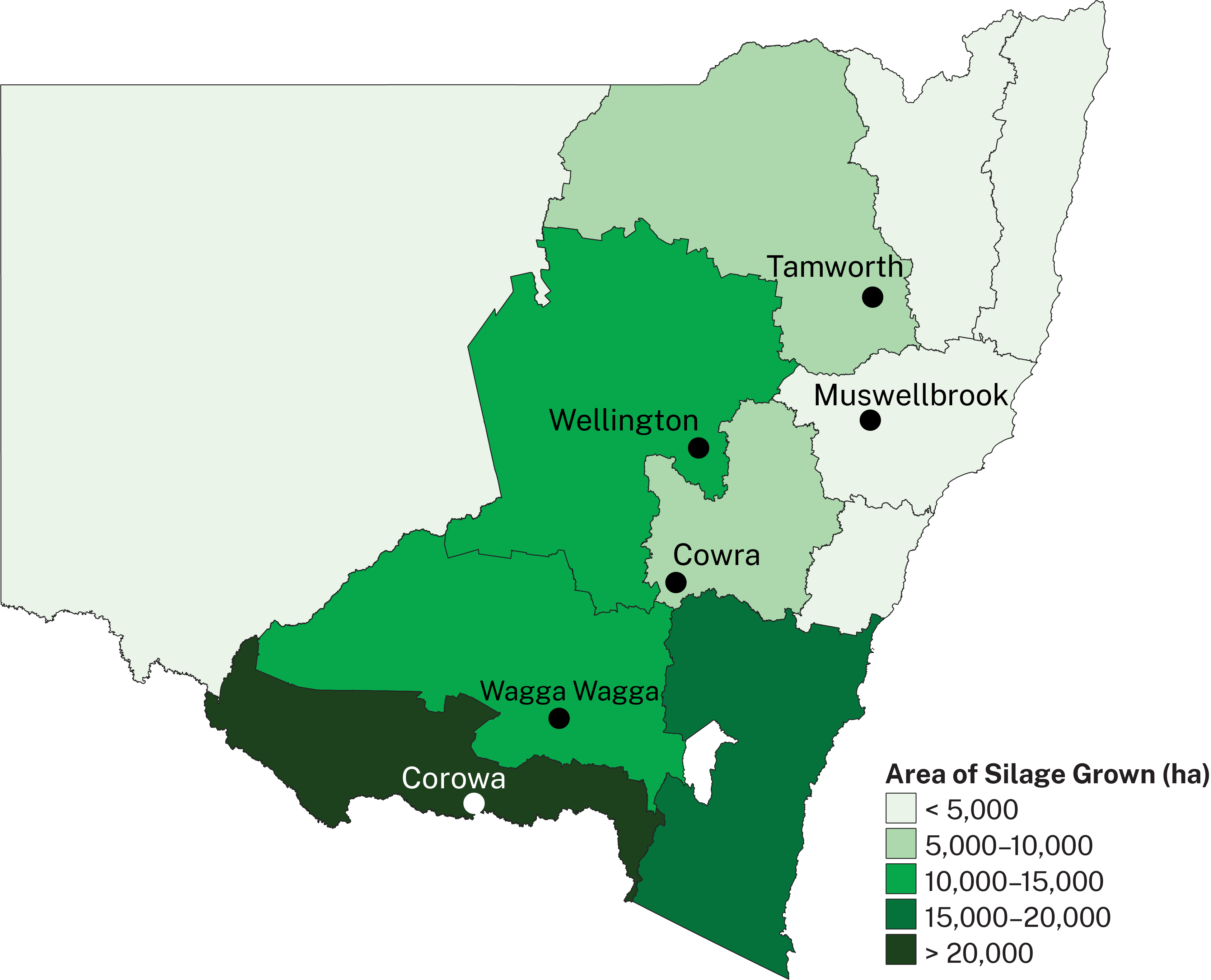Lucerne growing in NSW is concentrated in the south and south-east of the state, and extends northwards, west of the Great Dividing Range